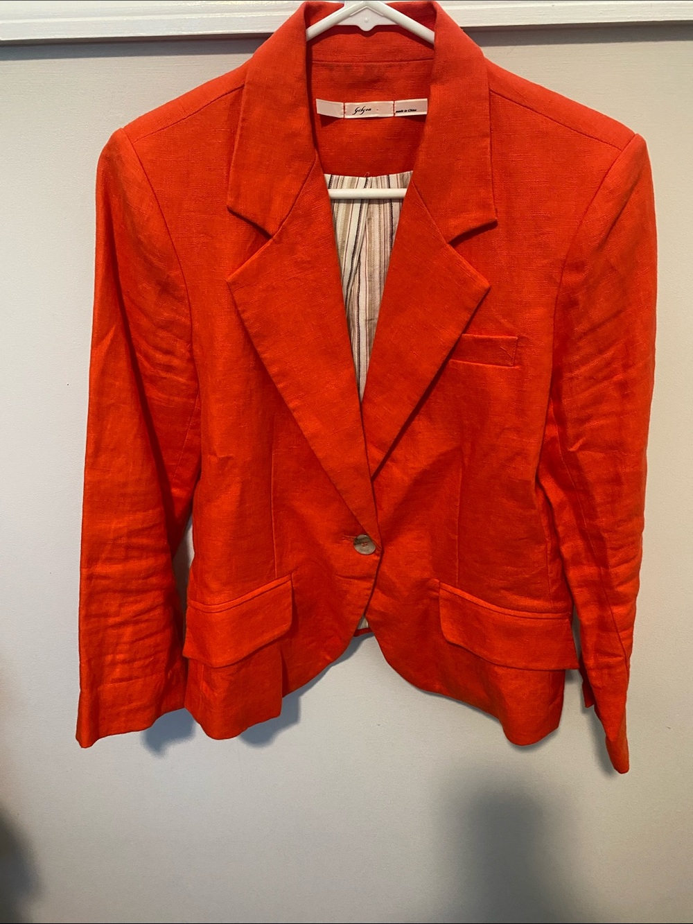 Linen Orange Women's Single-Button Blazer